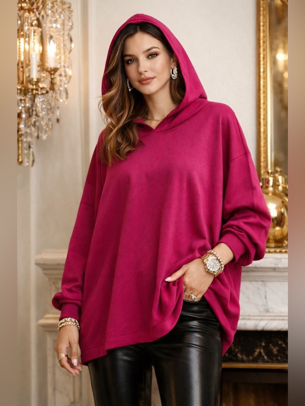 Bryn Walker Hoodie Women Cotton Pink Made in USA Size M NWT